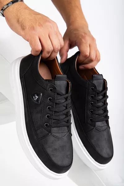 Erkek Siyah Günlük Esnek Rahat Dikişli Hafif Poli Taban Yürüyüş Garantili Spor Ayakkabı