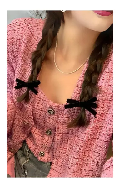 Women's Velvet Bow Elastic Hair Clip 2 Pieces