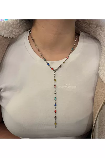 Y necklace long beaded neckline necklace