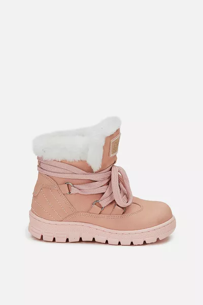 Детски обувки Kappa с козина и пудров цвят за предучилищна възраст