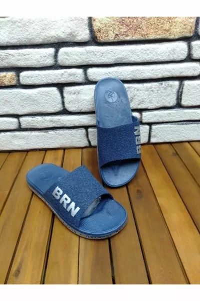 Unisex Navy Blue Non-Slip Sole Slippers