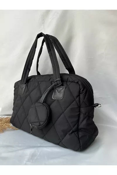 Siyah Büyük Boy Paraşüt Kumaş Çapraz Askılı Valiz Boy Çanta El Ve Omuz Çanta Büyük Geniş Çanta