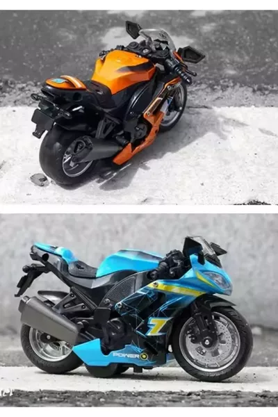 Moto jouet de qualité à friction, production spéciale de l'étranger, cm. 1 pièce, bleu, orange, rouge