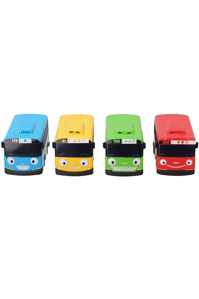 Set di 4 autobus giocattolo Tayo 7 cm con meccanismo pull-back