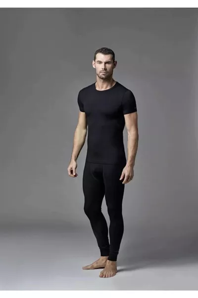 Men's Black Thermal Top and Bottom Set