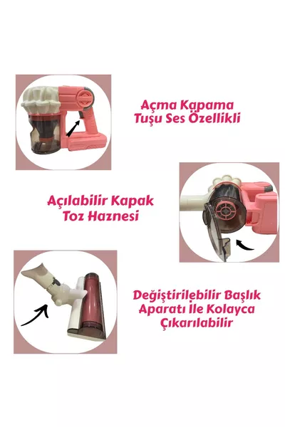 Battery-Powered Voice Model Upright Vacuum Cleaner with Pull Feature  cm - 3 in 1 Toy Vacuum Cleaner