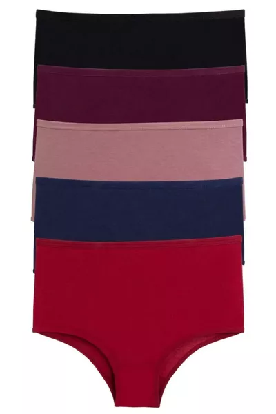 Women's Briefs 5-Pack High Waist Cotton Stretch Burgundy
