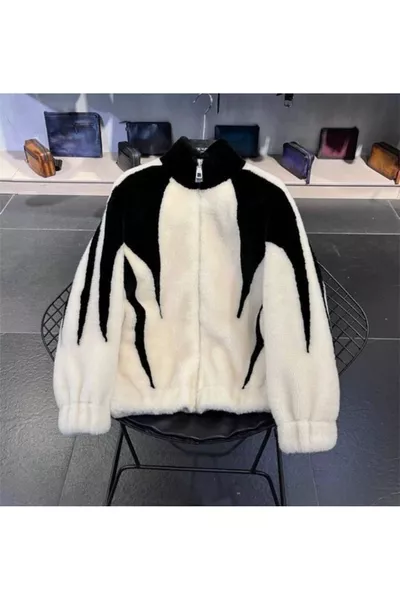 Unisex Gesegmenteerd Oversized Brede Pasvorm Pluche Jas