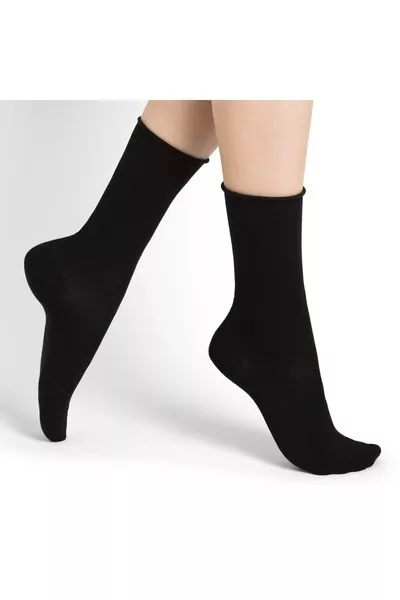 جوارب نسائية سوداء من الخيزران بدون شريط أعلى