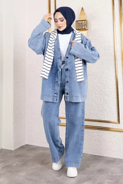 طقم فيرا دينيم  أزرق فاتح