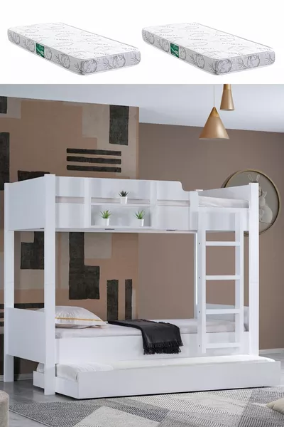 Bunk Bed, Asia Detachable Bunk Bed with 2 Comfort Mattresses