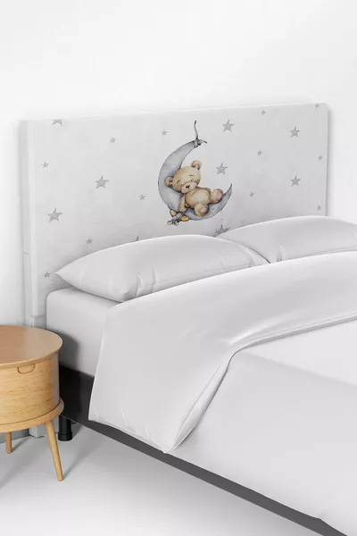 Sleeping Cute Bear Pattern Children's Bed Base Headboard Cover