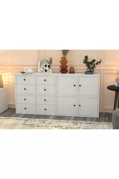 White Cabinet with Drawers and Chest of Drawers Cm -ç