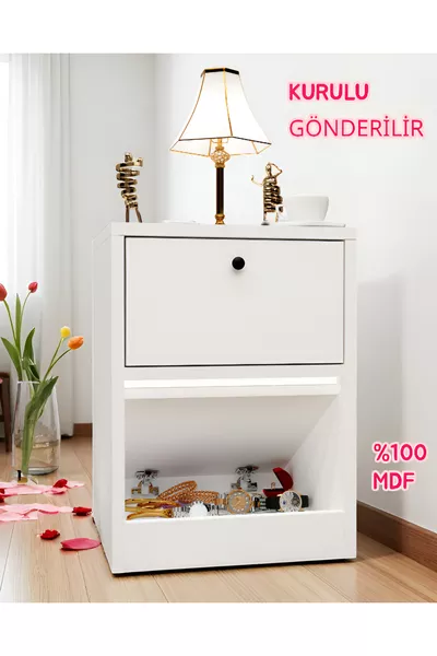 Нощно шкафче Kili с тайно отделение, MDF, доставя се сглобено, не се изисква монтаж