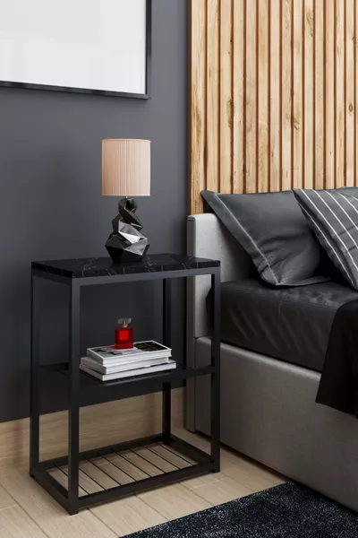 Декоративная тумба с металлическими ножками и проволочными полками