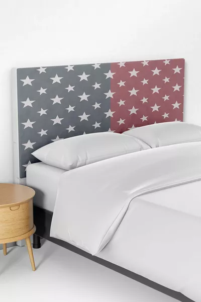 Pink and Gray Star Pattern Children's Bedroom Bed Base Headboard Cover
