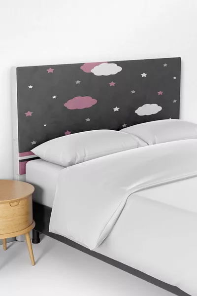 Kopfkissenbezug für Bettgestell mit rosa Wolkenmuster