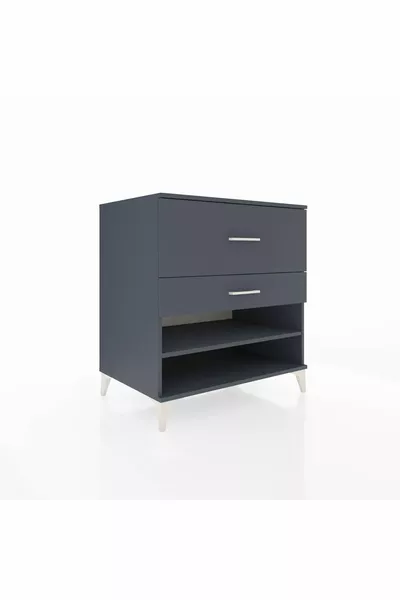 Kronos Dresser Single Shelf 2 Drawers Anthracite-Anthracite