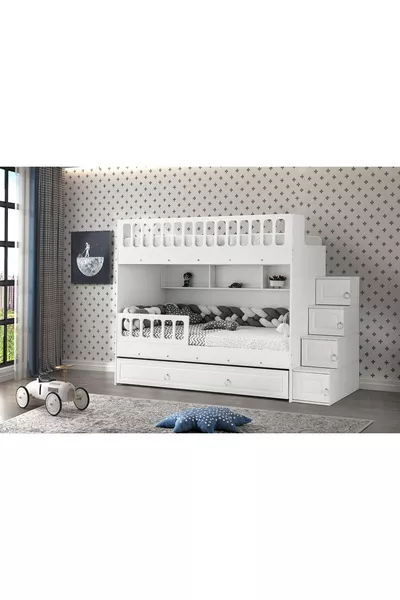 Изумрудная двухъярусная кровать - белая - бесплатная установка / % MDF