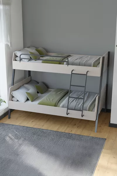 Double Decker Bunk Bed with Metal Legs for Teen Room and Kids' Room