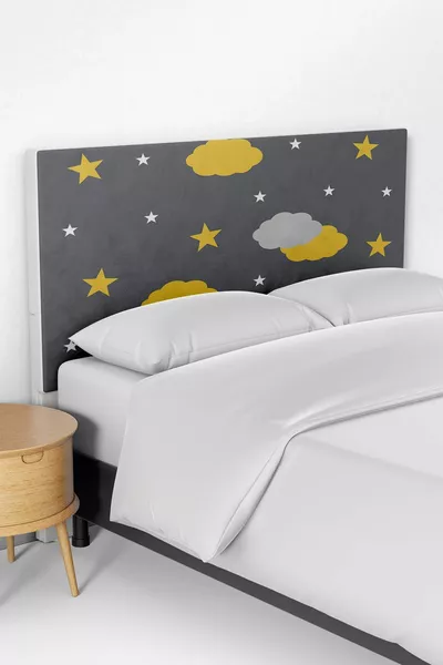 Сива шарена калъфка за таблата на детско легло с база