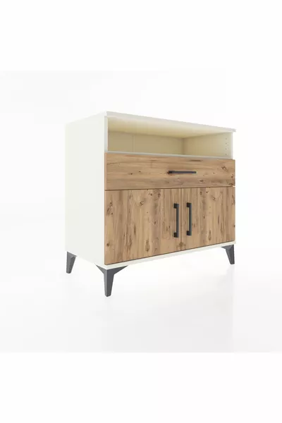 خزانة هايبرون بروفيل برافعة واحدة ودرج واحد وغطائين، لون حجر القمر والصنوبر