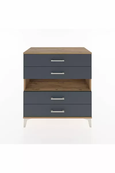 Hyperion Şifonyer Tek Raflı 4 Çekmeceli  Çam-Antrasit