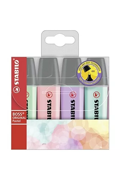 Набор из 4 пастельных флуоресцентных ручек Boss Original