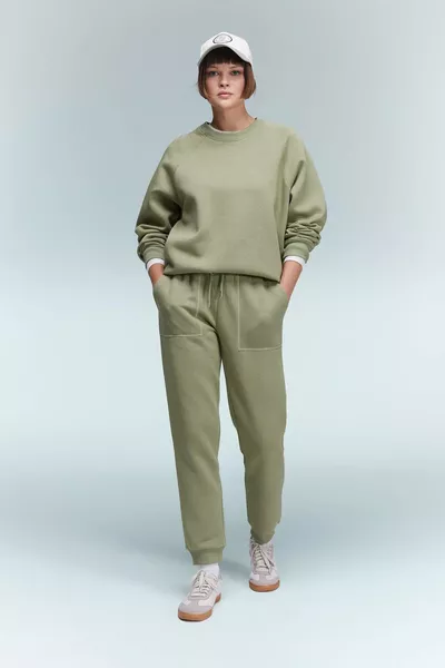 بنطلون رياضي بليزر عادي بخصر مطاطي وحبل رباط وجيوب لفصل الشتاء WN