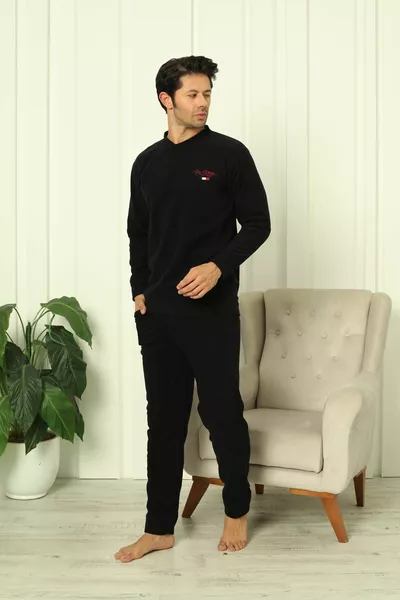 Pigiama in pile invernale da uomo con polsini P