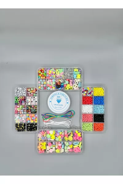 مجموعة صنع المجوهرات للأطفال تتضمن خرز صغير، خرز أحرف، وخرز أشكال، عدد القطع 