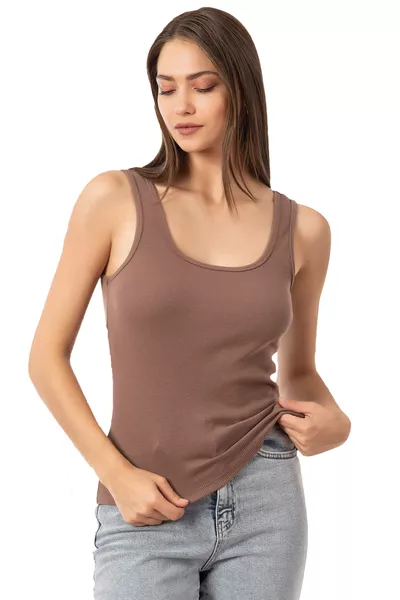 أوزكان  قميص نسائي محبوك من القطن الناعم، مرن ومريح، سميك، بحمالات، قميص صديري محبوك