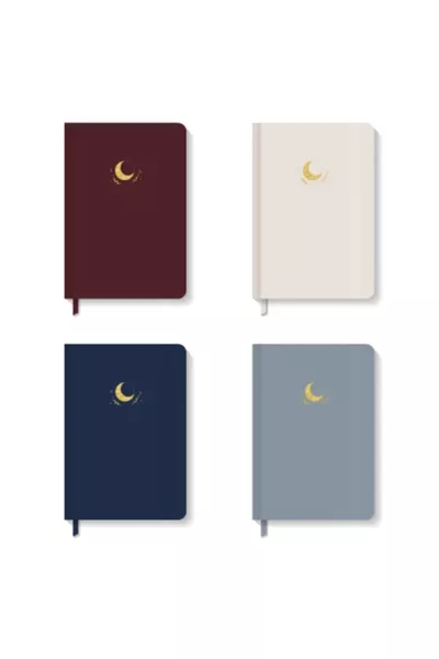 4-Piece Notebook Set Hardcover Dotted Notebook  Cm Burgundy Beige Navy Gray