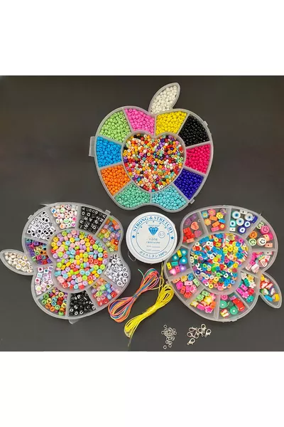 Кристални мъниста, буквени мъниста и фимо фигури, материали за изработка на бижута и хоби, тройна фимо комплект