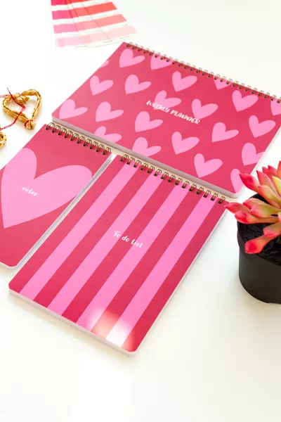 3-delig Spiraal Bureauplanner Set Harten