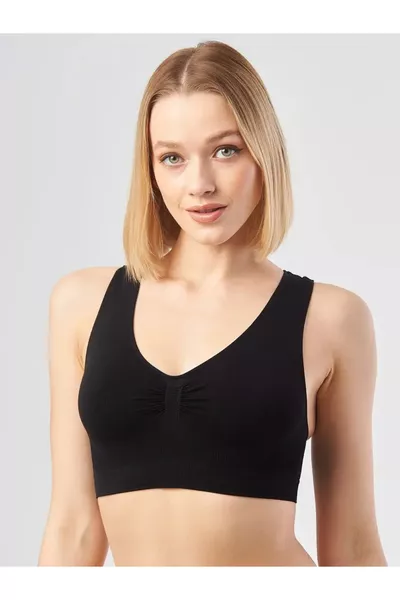 Rosella Modell Bustier mit breiten Trägern, sportlich, bequem, stützend, Korsett-BH, schwarz