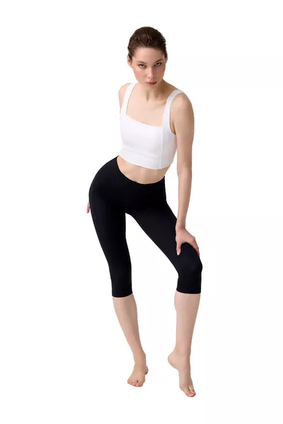 Black Shaping High-Waist Below-the-Knee Women's Capri Leggings