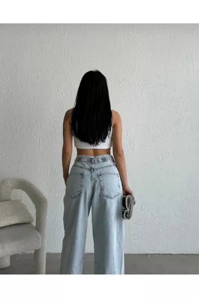PANTALON BAGGY TAILLE HAUTE NOUVELLE SAISON (DÉTAIL DE BOUCLE À LA TAILLE RÉGLABLE)