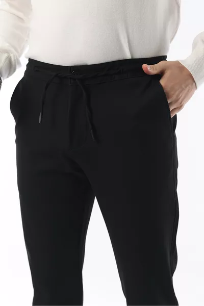 Pantalon Jogger Slim Fit Noir d'Hiver Extensible Confortable