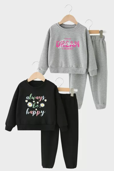 Fyk Kids Детски спортен комплект за момичета с две части с обикновена яка