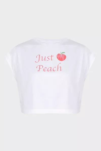 Dames Oversized Croptop Shorts Set met Verlaagde Schouders en Perzikprint