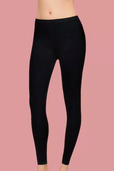 بنطلون ضيق طويل نسائي قطني مطاطي، عبوتين، أسود