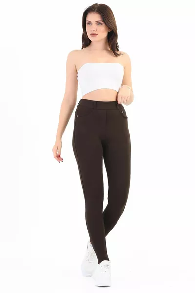 Leggings met een jeanslook hoge taille met achterzakken