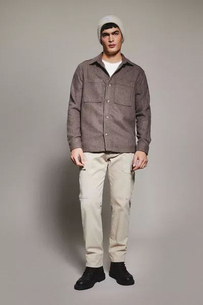 Regular Fit Polo Yaka Cepli Pamuklu Uzun Kollu Gömlek SP