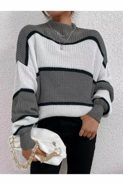 Dier Moda Женский полосатый свитер оверсайз