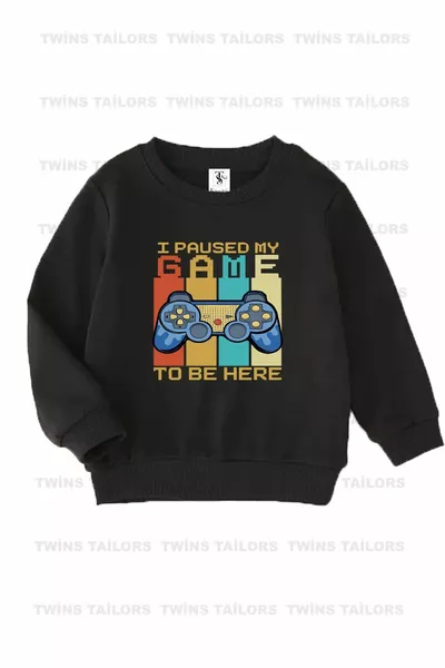 Sweat-shirt enfant unisexe imprimé console de jeux, lot de 3, noir-rouge-gris