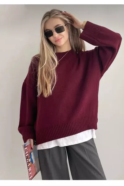 Wijnrode Fietsnek Oversized Dames Trui