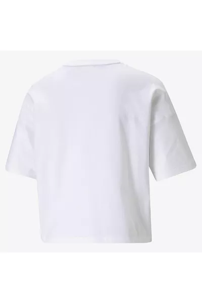 Ess Cropped Logo Light Straw Women's White Casual T-Shirt