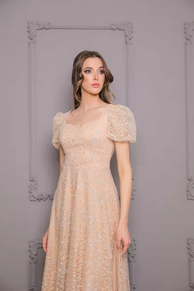 Kalp Yaka Balon Kollu Abiye Elbise Ve Nişanlık