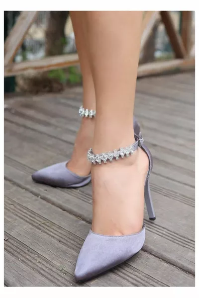 الساتان الكعب مطرز مساء اللباس الأحذية